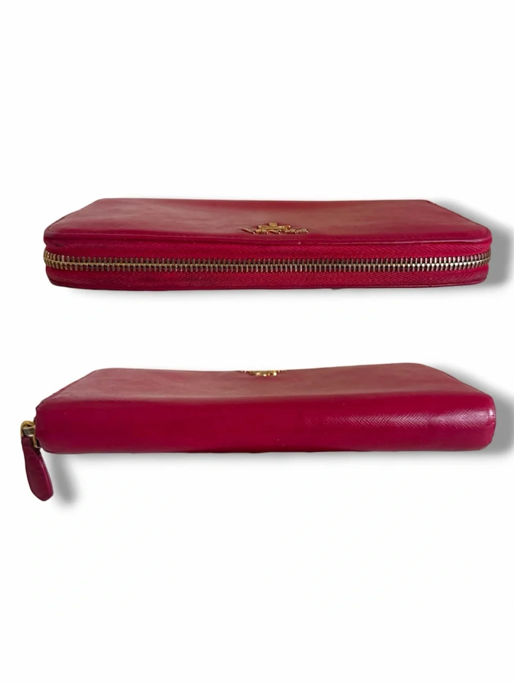 Prada Saffiano Vernice Zip-Around Wallet Clutch Berry Magenta 1ML506